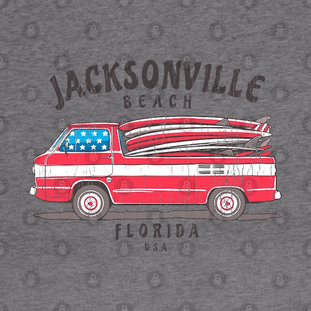 Jacksonville Beach, Florida Patriotic Surf Van by Contentarama